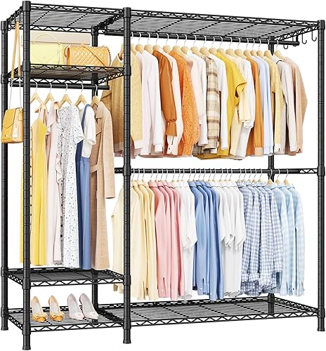 Perchero Ulif F7, perchero de ropa resistente, percheros para colgar ropa, 6 niveles, estante de almacenamiento portátil independiente para armario,