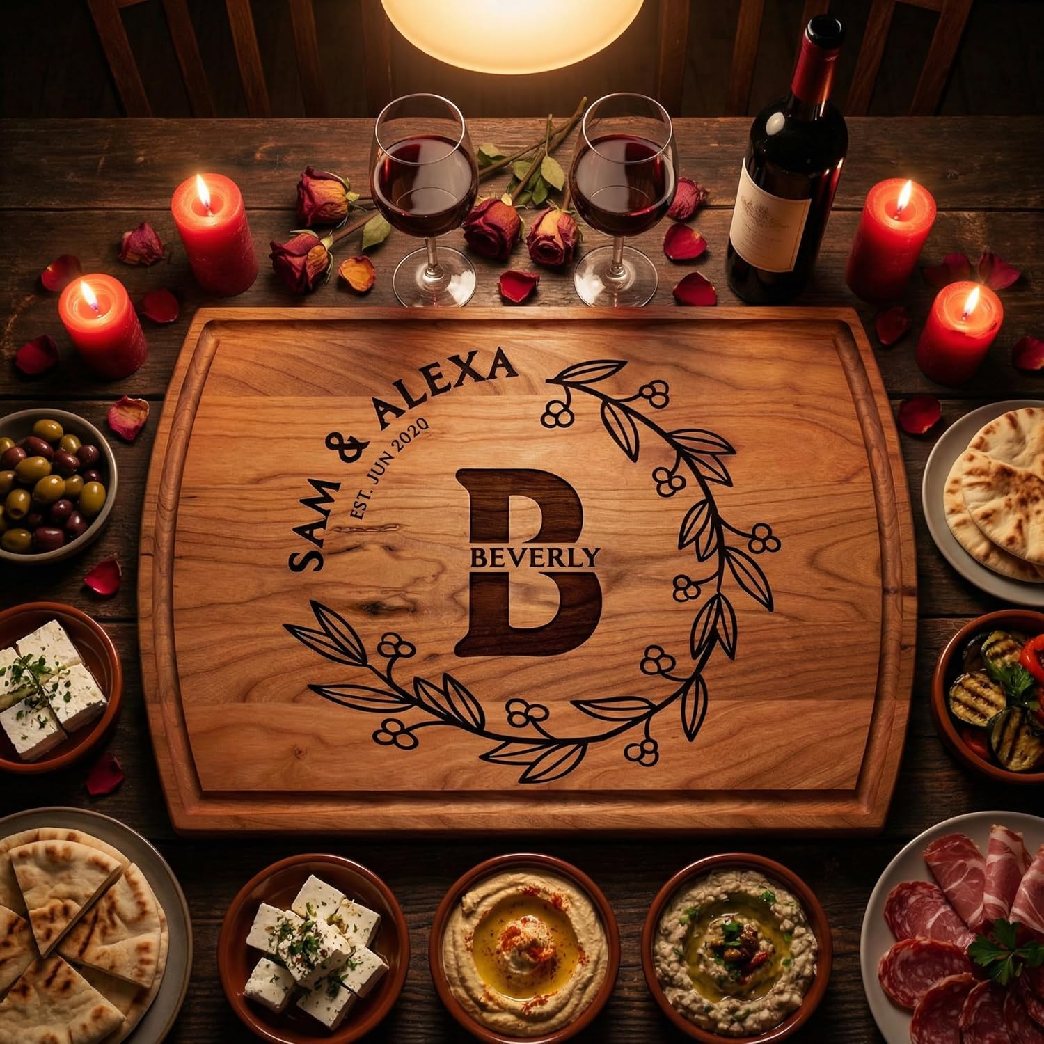 Personalized Couples Gifts For Him and Her, Custom Cutting Board – Valentine’s Day, Wedding, Bridal Shower, Engagement, Annivarsary, Family, Housewarming Gift, Customized Charcuterie Board (Large) - Image 7