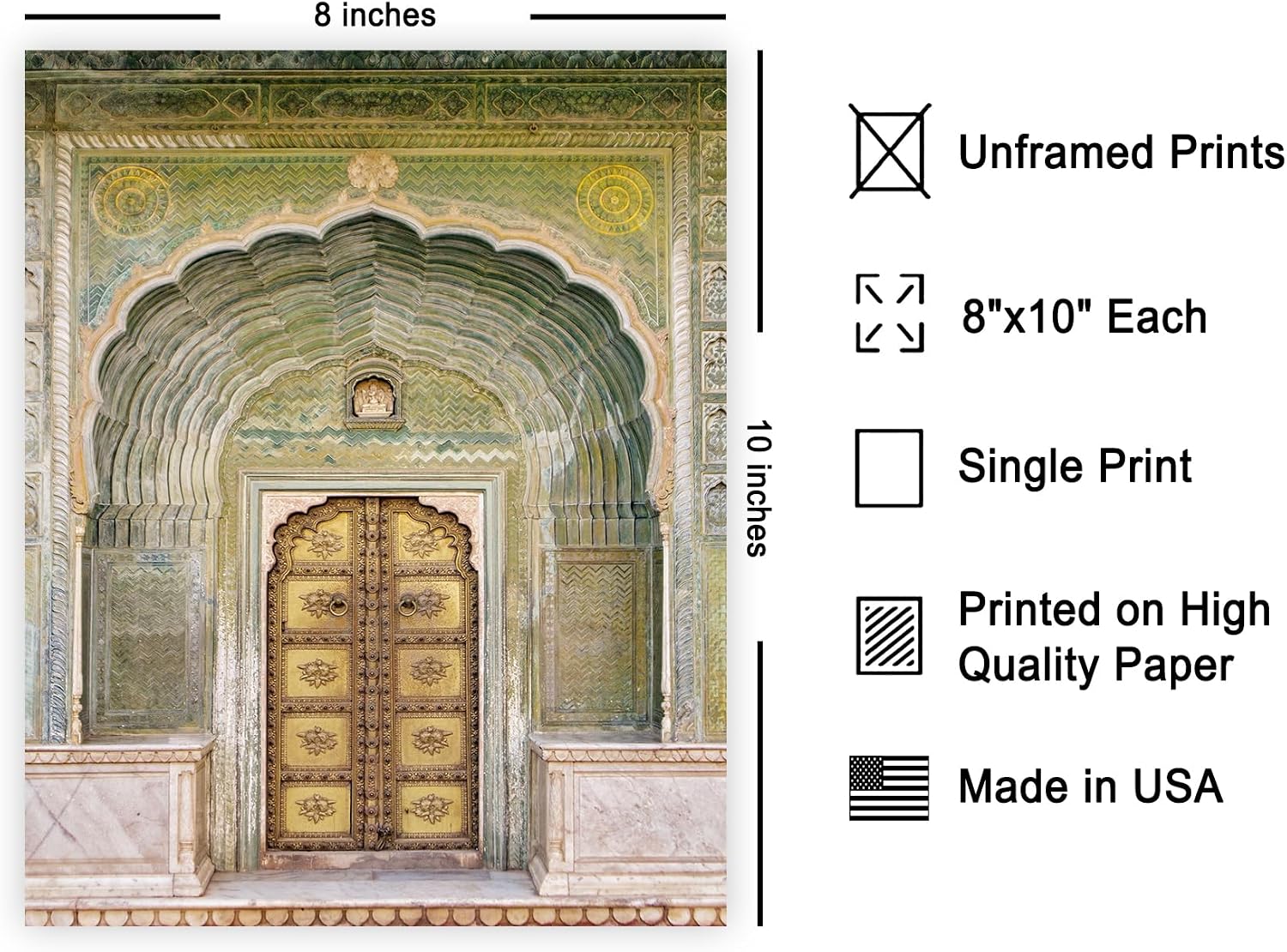 Poster Master Jaipur Palace Door Poster - Jaipur Door Print - Indian Architecture Art - Bollywood Art - Gift for Men, Women, Travel Lover - Decor for Bedroom, Living Room - 8x10 UNFRAMED Wall Art