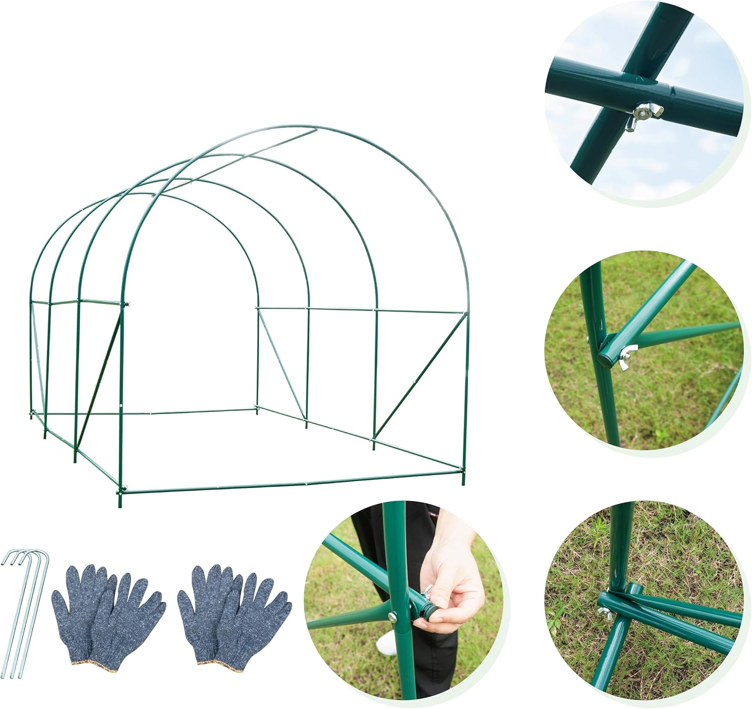 Walk-in Greenhouse with Watering System, 10x7x7 FT Heavy Duty Tunnel Green House for Outdoors Gardening Plants, Protable Plastic Cover Hot House with Metal Frame