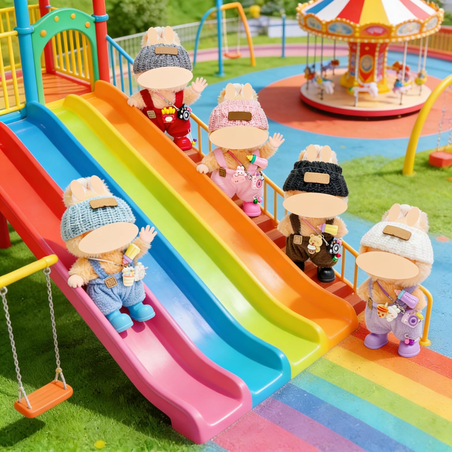 17cm Doll Clothes – 5 Colors Kawaii Chic Style Set Outfit with Accessories: 5 Hats + 5 Overalls + 4 Camera + 4 Pairs Shoes, Cute and Premium Dolls Costume for 5.9-6.7in.Doll, Gift for Women