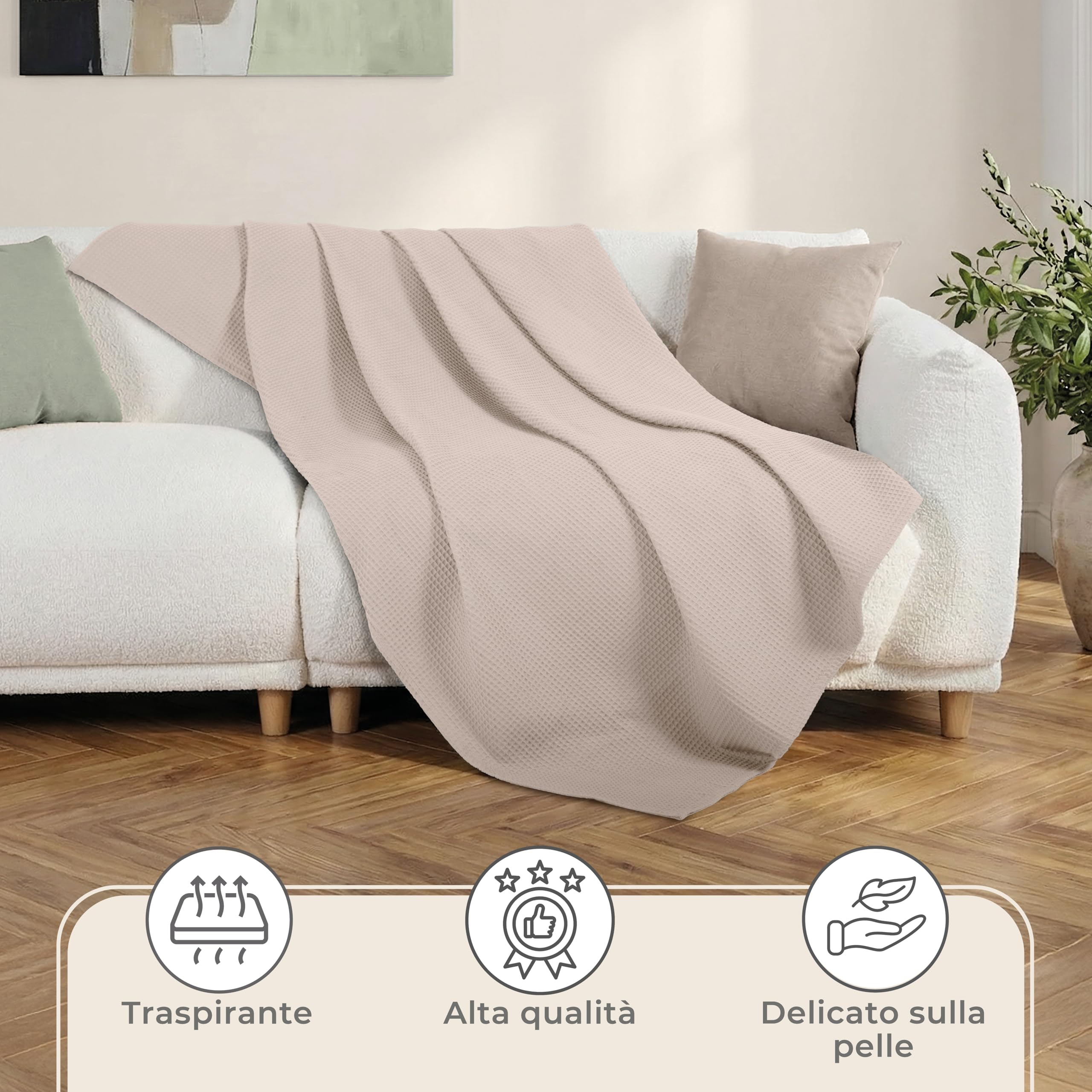 LAYNENBURG Narzuta premium 180 x 220 cm - Pique waflowe 100% bawełna - lekka narzuta domowa o wyglądzie waflowym - narzuta bawełniana jako narzuta na łóżko, narzuta na sofę, narzuta na kanapę - koc na