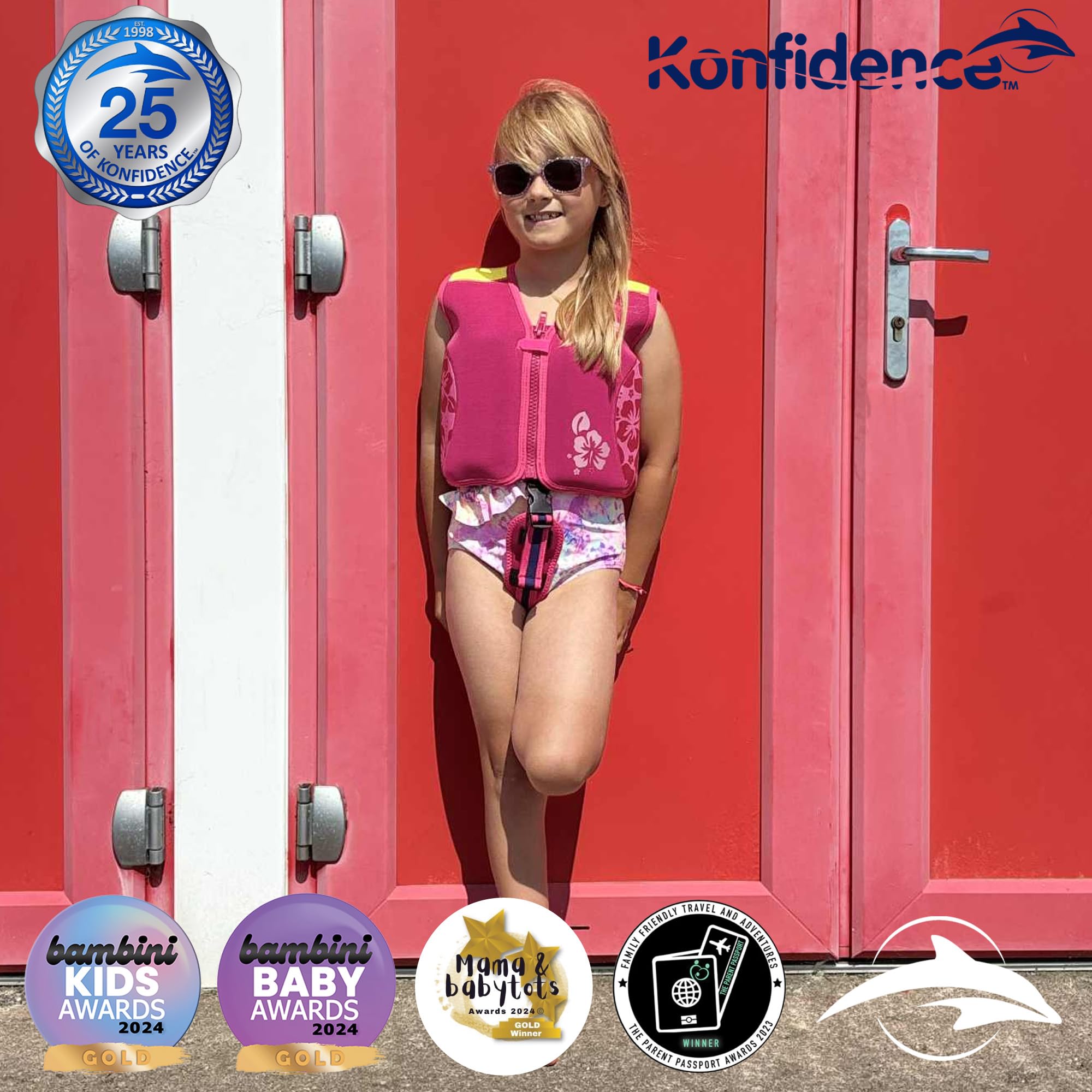 Konfidence Schwimmweste – Premium-Schwimmjacke mit abnehmbarem Sicherheitsgurt für Kinder | Einstellbarer Auftrieb | CE-konform | Von Schwimmschulen empfohlen