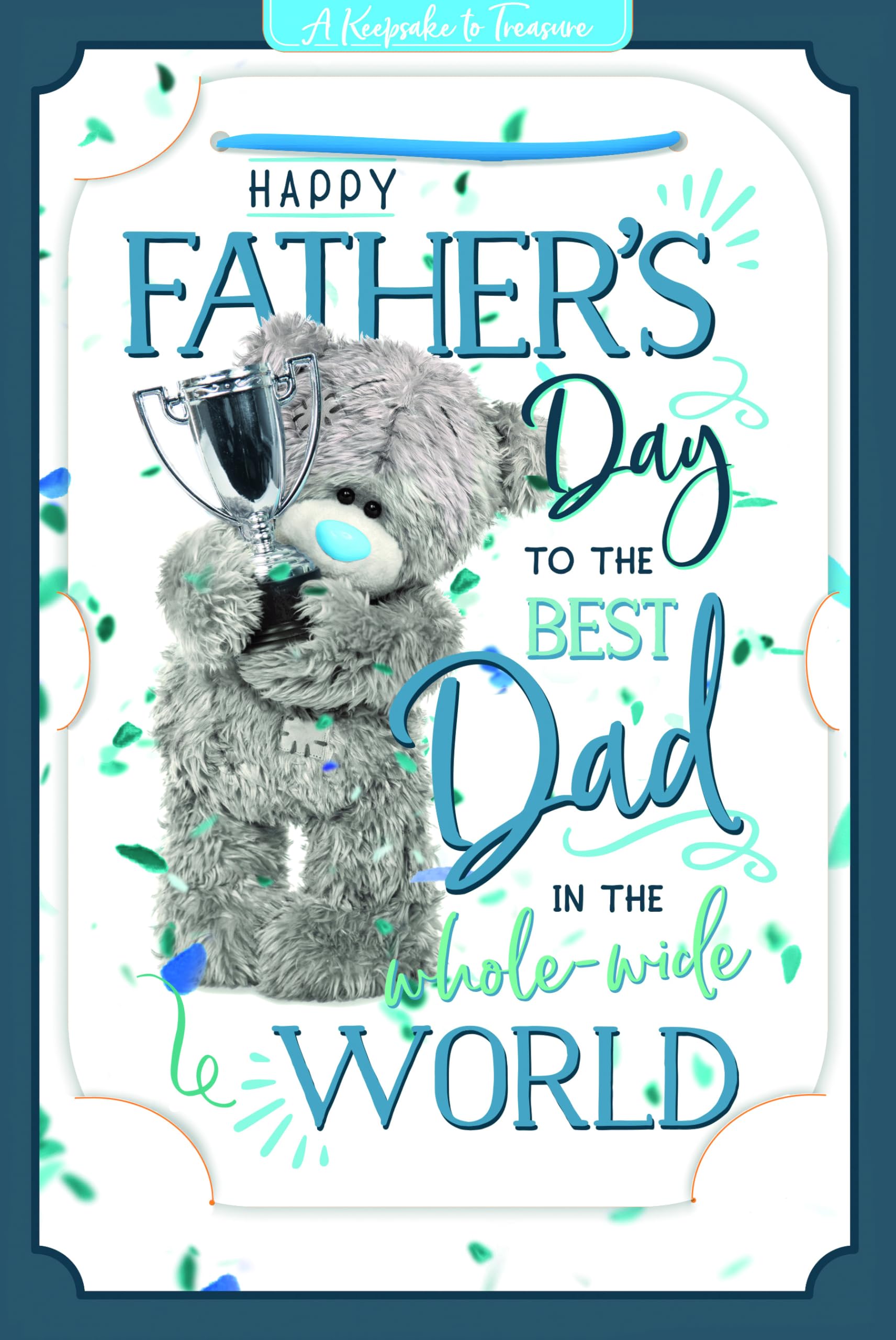Me to You Best Dad 3D Father's Day Card, Tatty Teddy With Trophy, 6 x 9 Inches - Official Collection