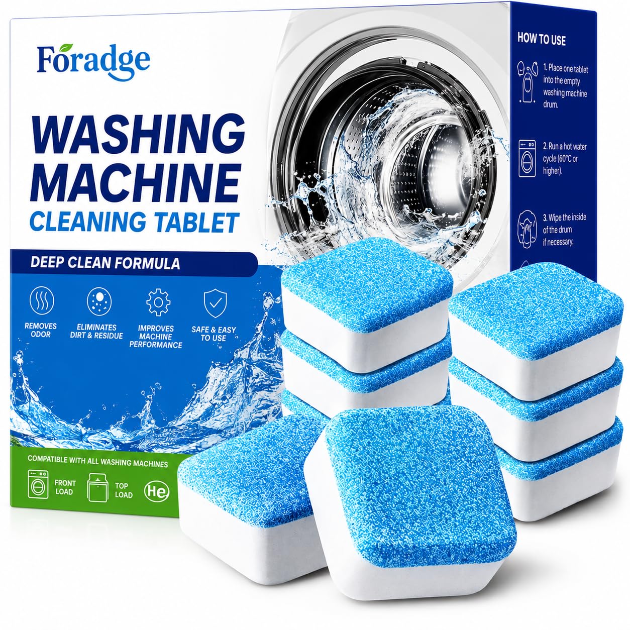 24 Pcs Washing Machine Cleaner Tablets – Deep Cleaning & Descaling for Front & Top Load Machines, Drum & Tub Stain Remover (24)-image-19