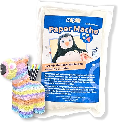 Polvo instantáneo de papel maché, 3.3 libras, color blanco con malla de aluminio, mezcla de papel maché, objeto para decorar, arcilla de papel