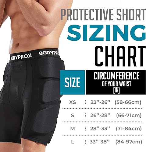 Vista 2 de Bodyprox Pantalones cortos protectores acolchados para snowboard, patinaje y esquí, protección 3D para cadera, glúteos y coxis