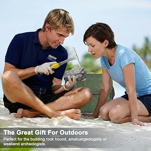 Miniatura 5 de Kit de martillo de selección de rocas de geología, herramientas de martillo de geología, martillo de roca de 32 onzas y cinceles con lupa de
