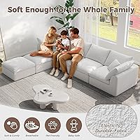 Vista 5 de Sofá modular seccional, sofá convertible en forma de U con 2 otomanas, sofás sin hueso para sala de estar, sofá moderno de 6 asientos profundos