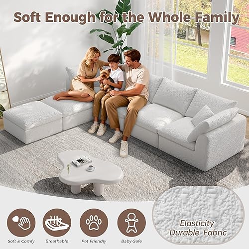 Miniatura 5 de Sofá modular seccional, sofá convertible en forma de U con 2 otomanas, sofás sin hueso para sala de estar, sofá moderno de 6 asientos profundos con