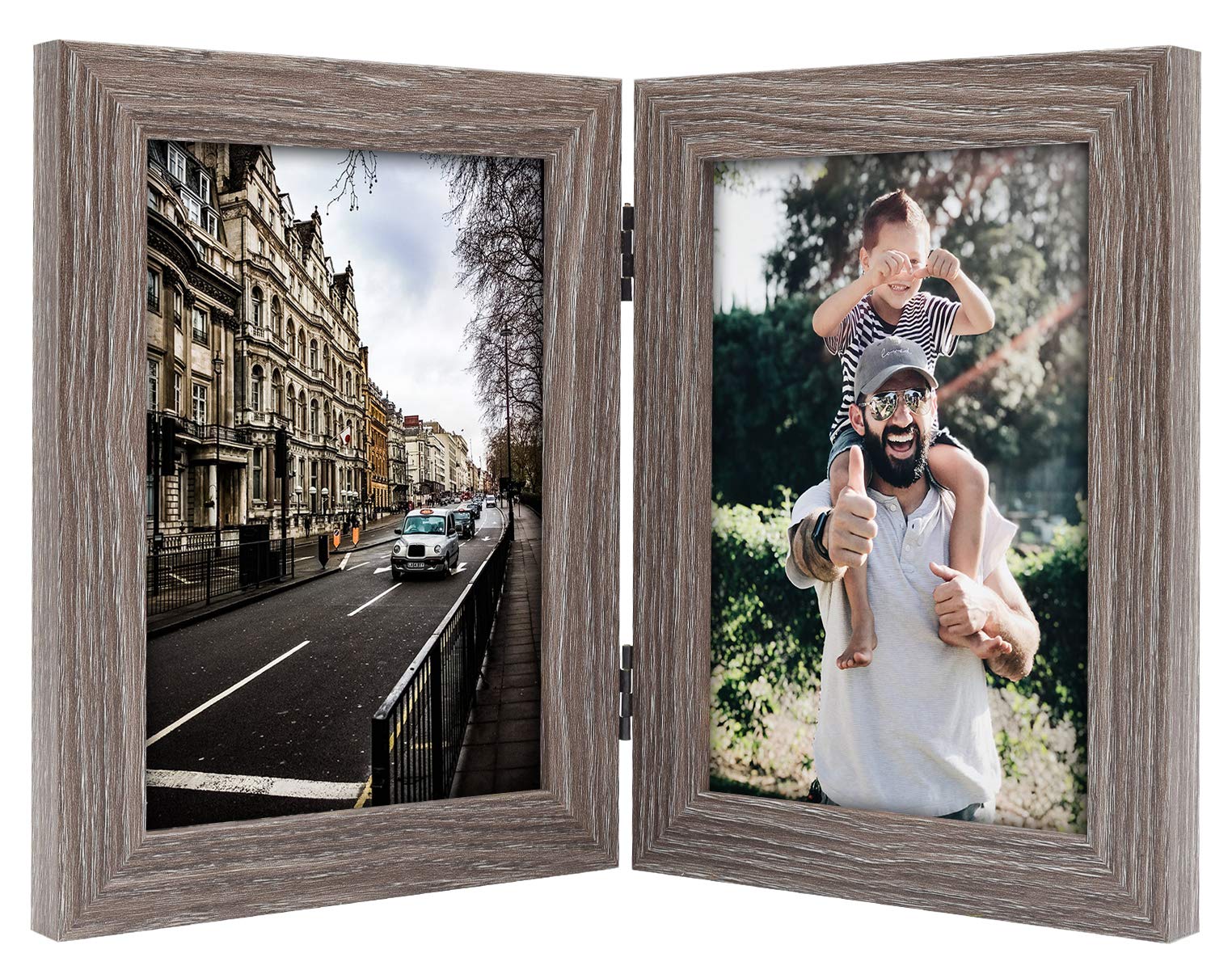 Buy Frametory 5x7 Hinged Picture Frame Displays 2 Photos, Double Frame with Glass, Side by Side