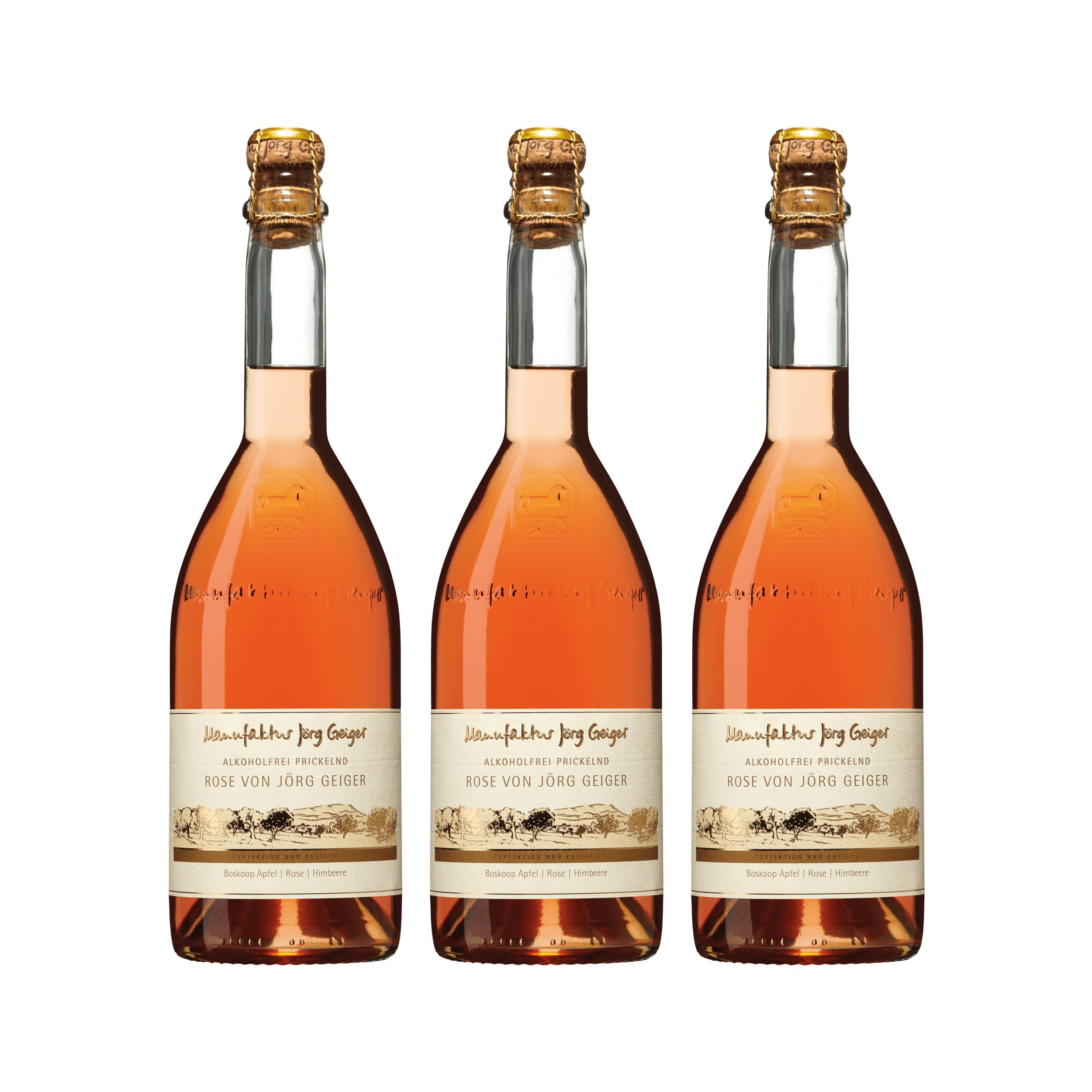 Manufaktur Jörg Geiger Prisecco (Boskoop Apfel/Rose/Himbeere) Roséwein Rosé extra trocken Deutschland inkl. FeinWert E-Book (3 x 0.75 l)