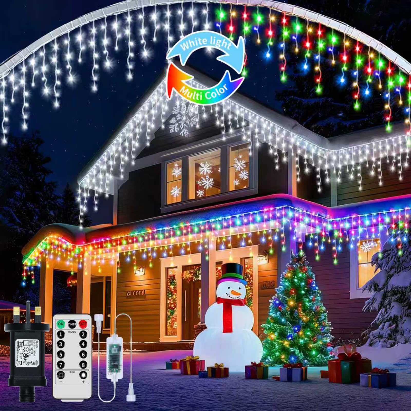 25+5M 800LED Renouvelable Guirlande Lumineuse Extérieure, 3 In 1 Guirlande Noel Extérieure avec 8 Modes, Timer, Fonction Mémoire Rideau Lumineux Noë, pour intérieur extérieur Deco Noel Extérieur