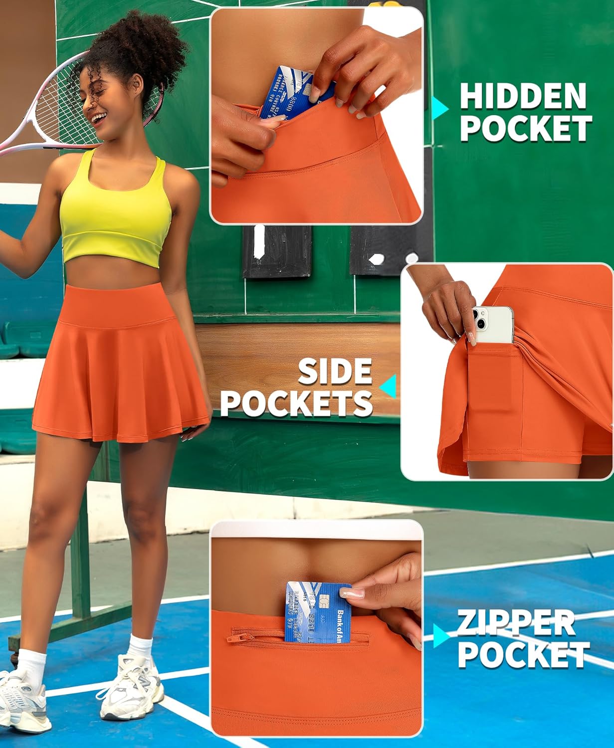 JoyGirl Womens Tennis Skirt with Shorts Pleated Golf Skorts with Pockets High Waisted Athletic Workout Running Skirts - Image 4