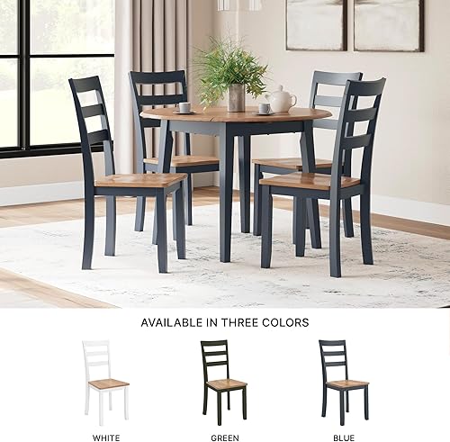 Miniatura 7 de Signature Design by Ashley Gesthaven - Juego de 2 sillas de comedor con marco de madera maciza, color azul y natural