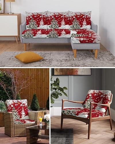 Miniatura 6 de Fundas de cojín elásticas de Navidad para sofá, seccional, individual, en forma de T, protector de muebles con parte inferior elástica, gnomos