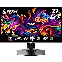 MSI MPG 271QRX QD-OLED 27″ WQHD Gaming Monitor – Pannello OLED Quantum Dot 2560 x 1440, 360Hz ,  0,03ms, 99% DCI-P3, ΔE≤2, DisplayHDR True Black 400, KVM, RGB – DP 1.4a, HDMI 2.1, USB Type-C