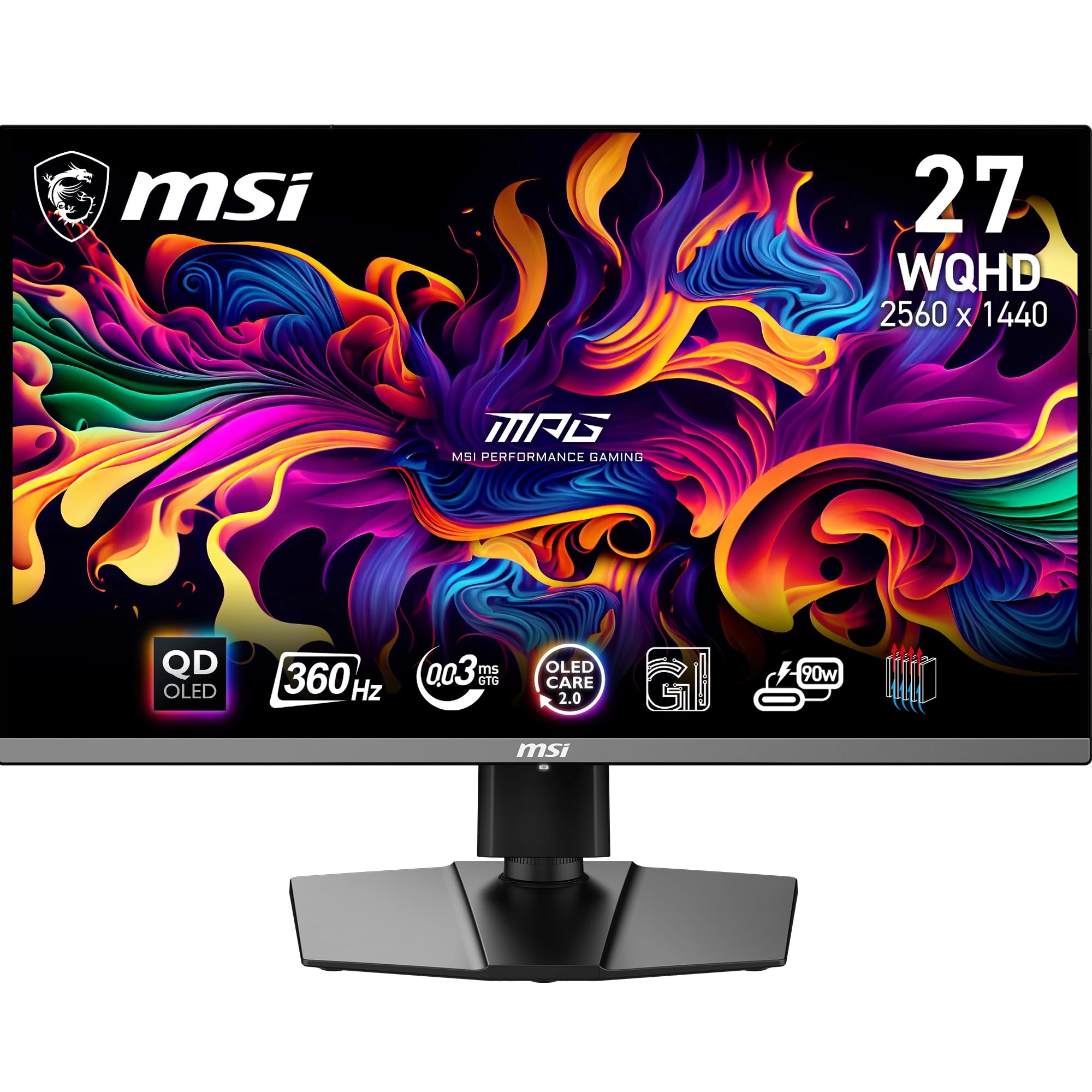 MSI MPG 271QRX QD-OLED 26,5" WQHD Gaming Monitor - Pannello OLED Quantum Dot 2560 x 1440, 360Hz / 0,03ms, 99% DCI-P3, ΔE≤2, DisplayHDR True Black 400, KVM, RGB - DP 1.4a, HDMI 2.1, USB Type-C