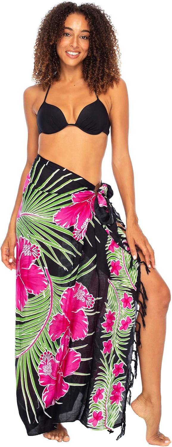Back From Bali Womens Print Sarong Swimsuit Beach Cover Up Wrap Skirt Pareo