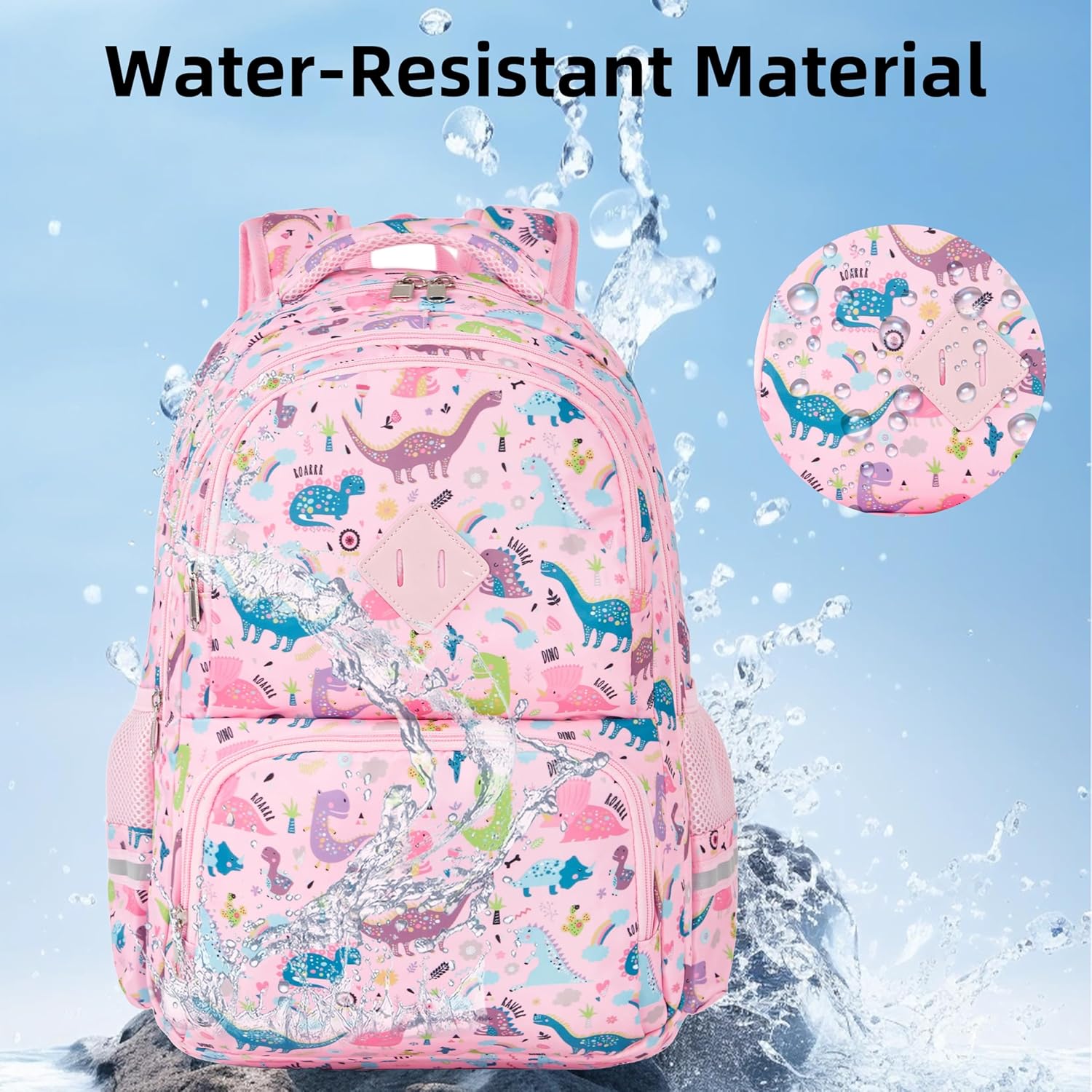 Cute Kids Backpack for Girls and Boys Lightweight School Bag for Preschool, Primary,Teenage & Elementary Students Bookbag for Kids Aged 6-12(17inch, Pink Dinosaur Upgrade) - Image 9