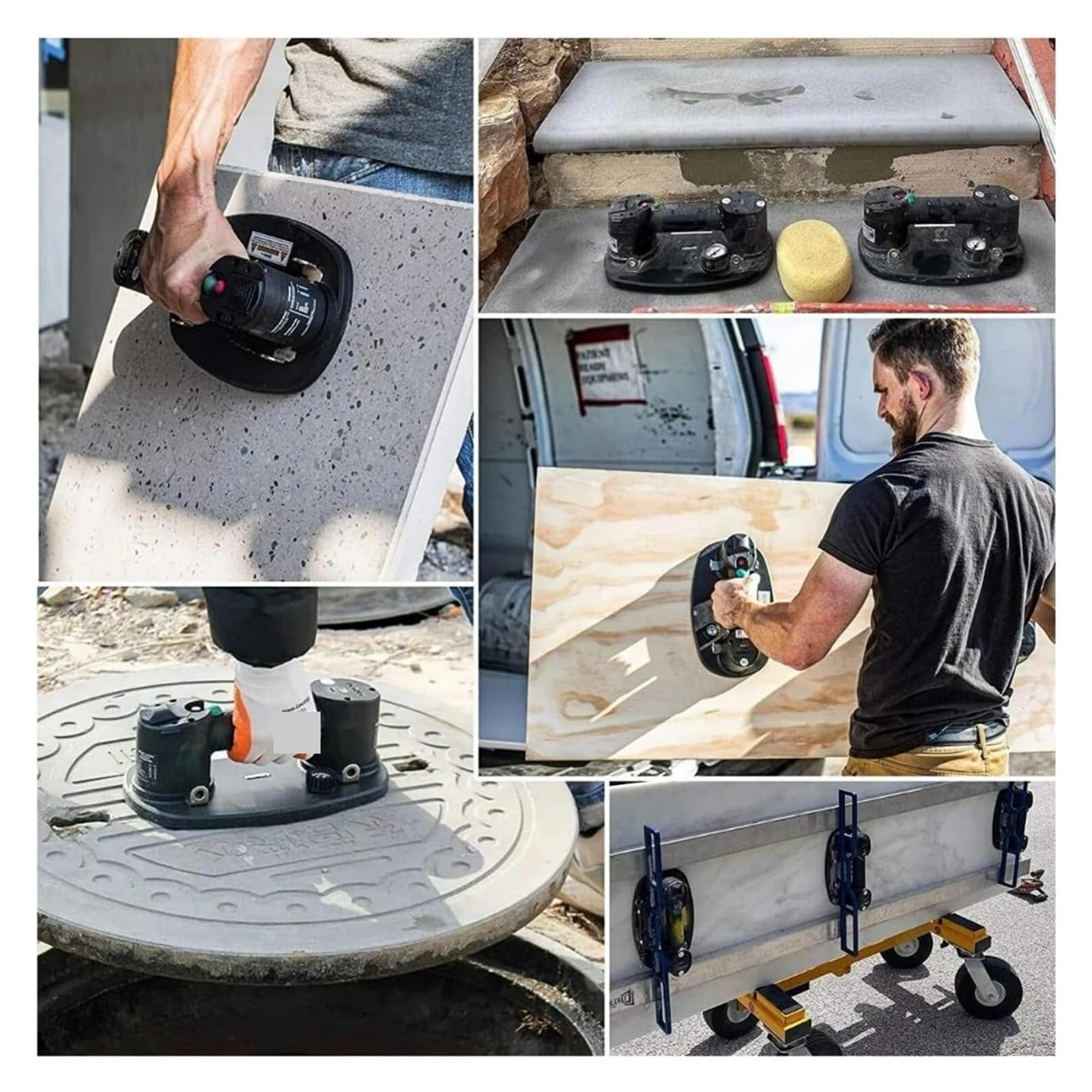 Ventosa de vacío eléctrica con capacidad de carga máxima de 375 lb, herramienta de elevación Industrial de Alta resistencia con sello para Granito y baldosas, fácil de usar.
