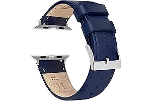 BARTON Blue Leather Apple Watch Band 42mm