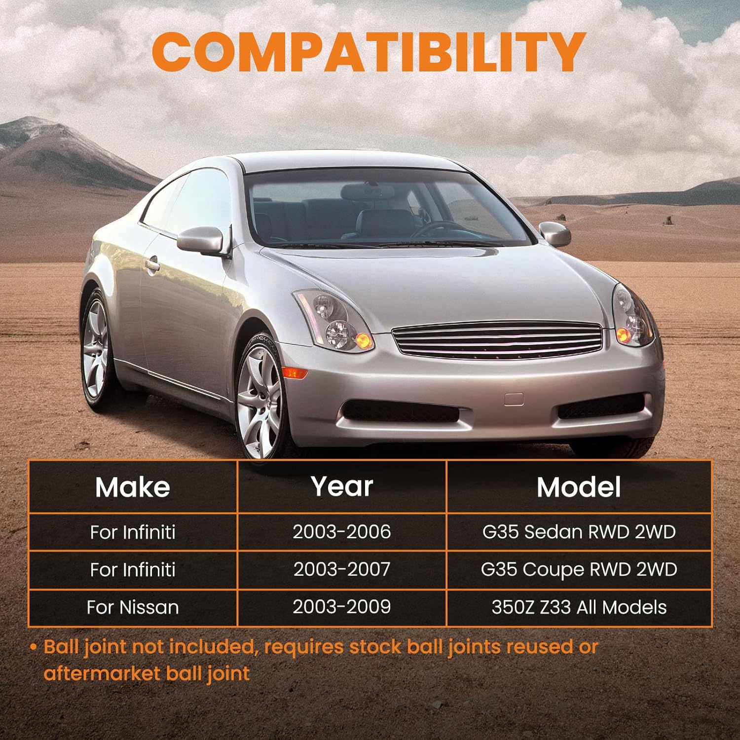 maXpeedingrods Front Lower Forward Control Arms for Nissan 350Z Z33 2003-2009, for Infiniti G35 2WD 2003-2007, Gold