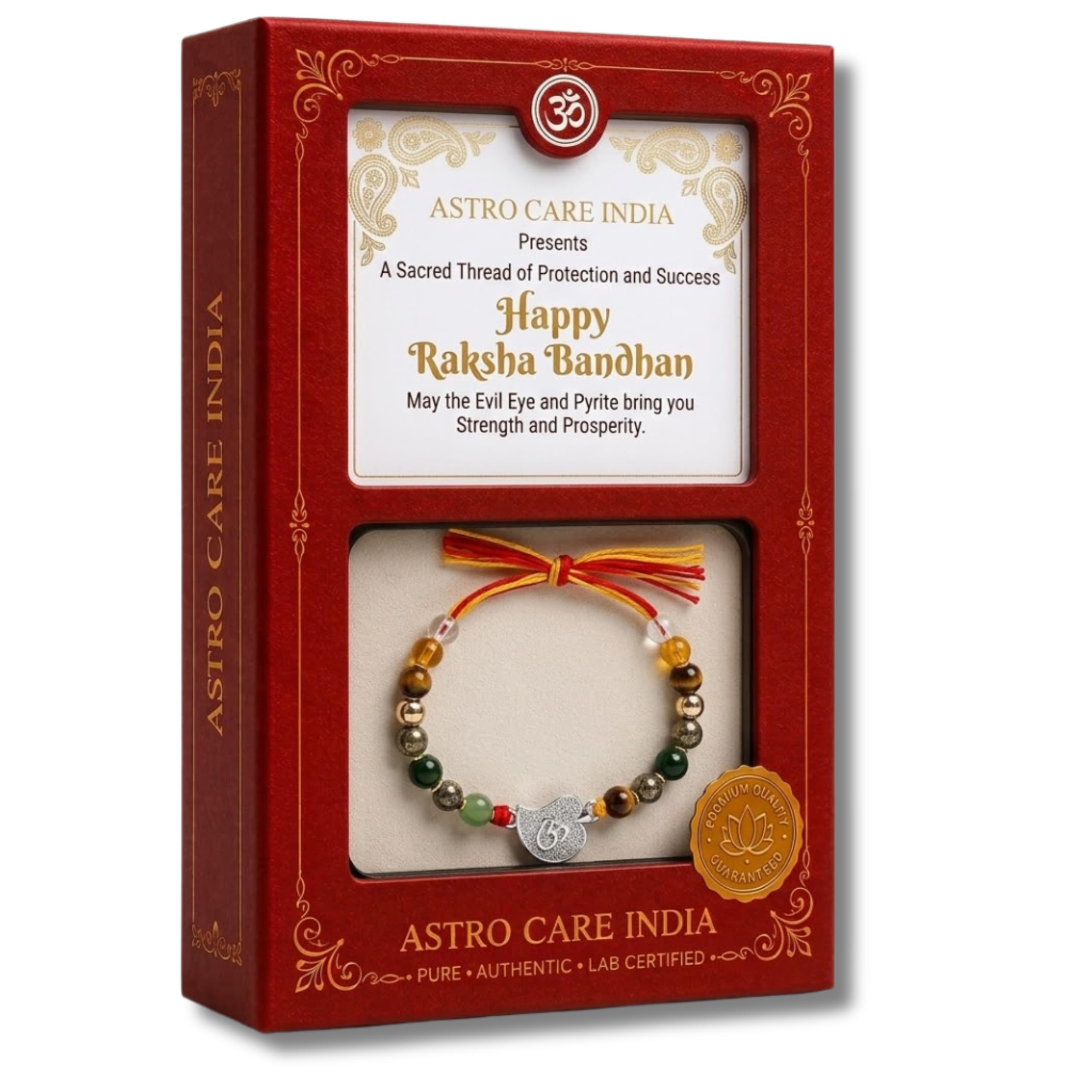 Dhanyog Silver Pendant Rakhi with dhanyog Beads ,Roli Chawal | Gift Box-image-15