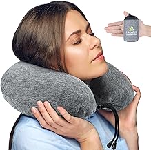HIKENTURE Neck Pillow for Airplane [Ultra-lightweight 70g, Inflates with One Breath] Compact Air Pillow, Washable Cover, Adjustable Size, Easy to Carry, Suitable for Airplane, Car, Shinkansen, Bus