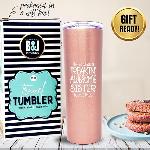Miniatura 5 de Regalos divertidos para hermanas, taza de café impresionante para hermanas, gran regalo de taza de viaje para hermanas de hermana pequeña, hermano