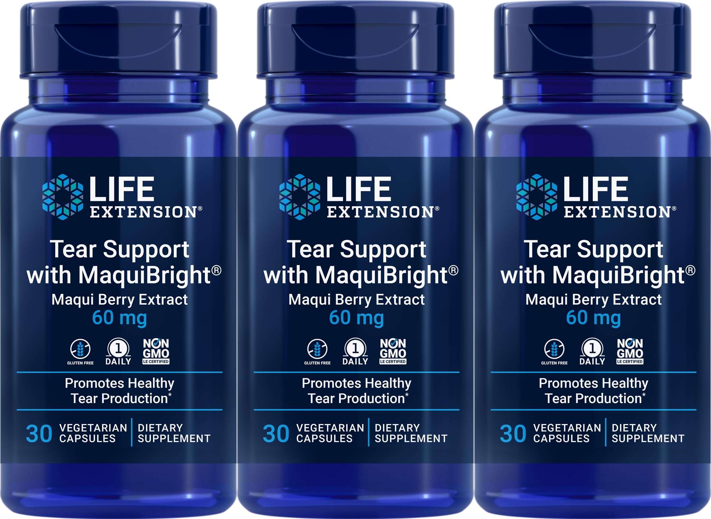 Life Extension Tear Support with MaquiBright 60 mg, 30 Vegetarian Capsules-Pack-3