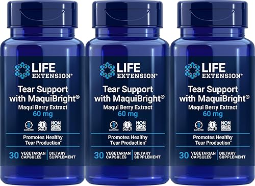 Life Extension Soporte para lágrimas con MaquiBright 60 mg, 30 cápsulas vegetarianas (paquete de 3)