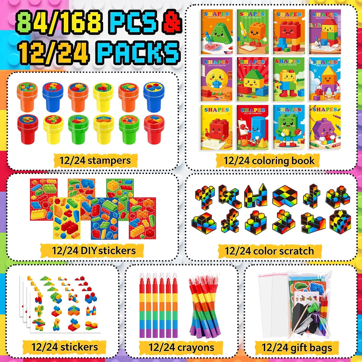 BenLouis 168Pcs Building Block Coloring Set Party Favors for Kids image 2