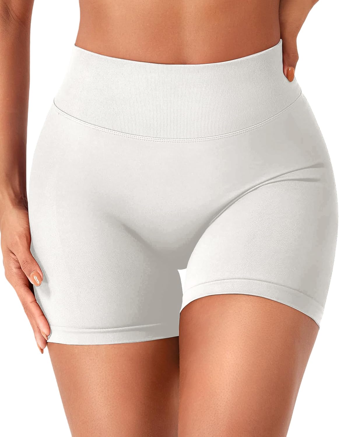 Women Workout Impact Shorts 4.5 Scrunch Butt Lifting Tummy Control Gym Shorts V Back Comfy Seamless Booty Biker Shorts