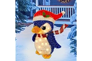 Twinkle Star Lighted Christmas Tinsel Penguin Decoration