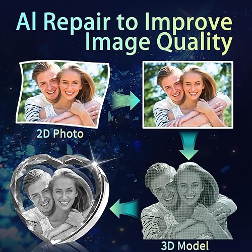 Miniatura 9 de BCSTYPE Foto de cristal 3D, regalos personalizados para el día de San Valentín para mujeres, mamá, ella, él, imagen grabada con láser 3D con tu foto