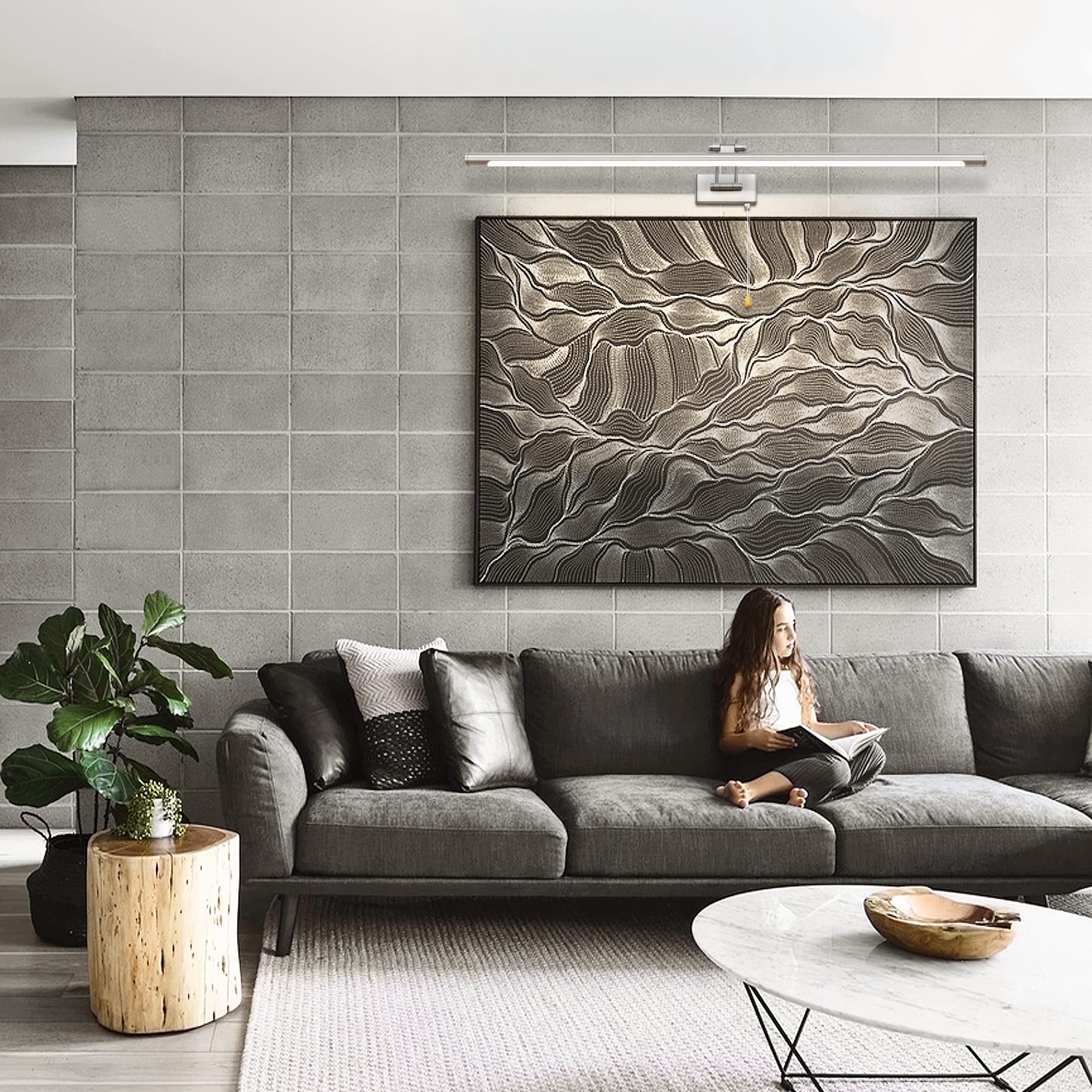 MantoLite LED Lámparas de Pared 16W,Interior Iluminación para cuadros y expositores Con Cabeza de Lámpara Giratoria e Interruptor,Baño Espejo Apliques de Pared 90CM 3000K Luces de Lectura(Níquel)