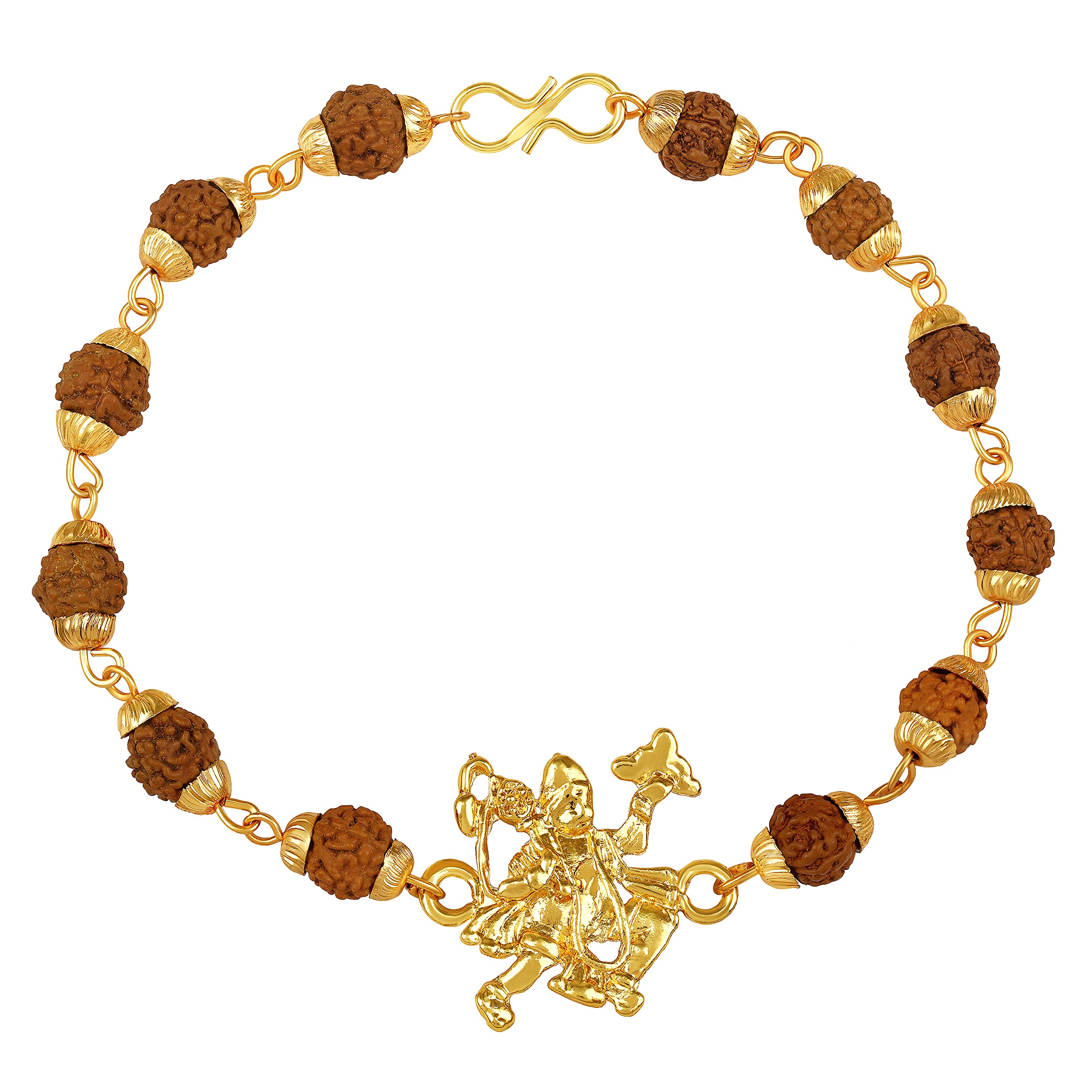Mahi Gold Plated Bajrangbali Hanuman Bracelet with Rudraksha for Men (BR1100486G) (B09S5RDRK8) Amazon Price History, Amazon Price Tracker