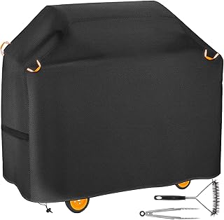 Housse Barbecue, WOCVRYY Bâche Barbecue Housse de Protection BBQ Imperméable Antipoussière, Couverture de Barbecue Anti-UV avec Pince Barbecue et Brosse pour Barbecue (145x61x120cm)