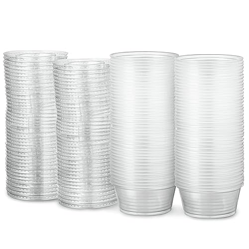 Miniatura 7 de Tazas de plástico transparente desechables para porciones, con tapa PlastiMade - Tazas desechables para condimentos, vasos para salsa aderezo, vasos