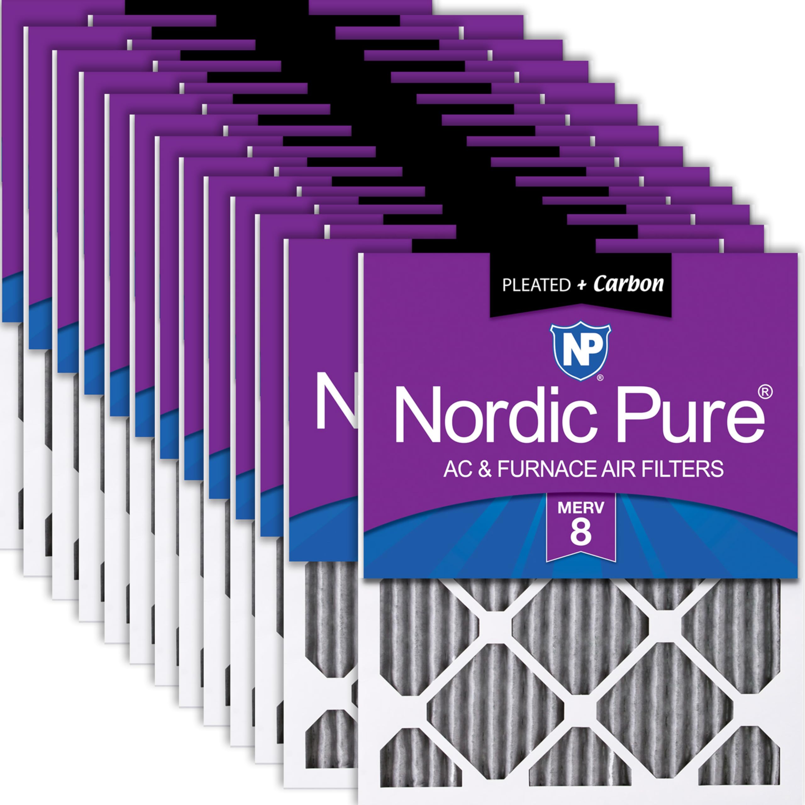 Nordic Pure 10x20x1 Pleated MERV 8 Plus Carbon Air Filters 24 Pack