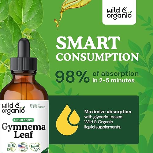 Vista 13 de Wild & Organic Gymnema Sylvestre Extract Drops - Suplemento de gimnasia sin azúcar para apoyo general - Tintura de extracto de hoja de Gurmar