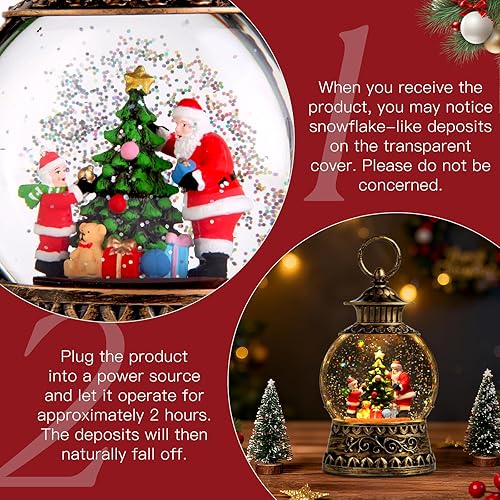 Miniatura 33 de Globo de nieve de muñeco de nieve de Navidad, linterna musical de muñeco de nieve con temporizador de 6 horas forrado por USB, funciona