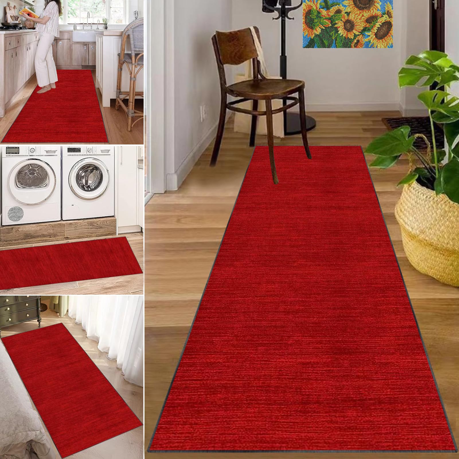 Tapis Couloir Long 60x120 Cm - Tapis Cuisine Antidérapant Lavable Moderne Pour Entrée, Salon, Chambre