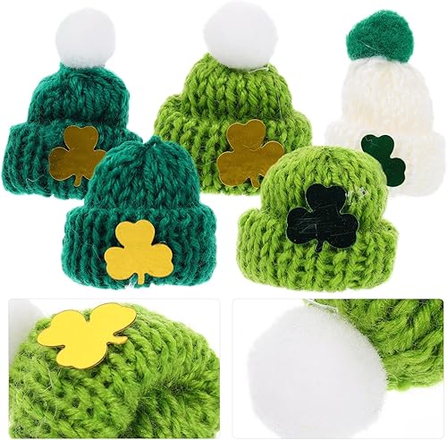 Miniatura 5 de 25 piezas Mini sombreros de punto en miniatura sombreros de punto de San Patricio sombreros de punto sombreros de muñeca mini sombrero de lana para