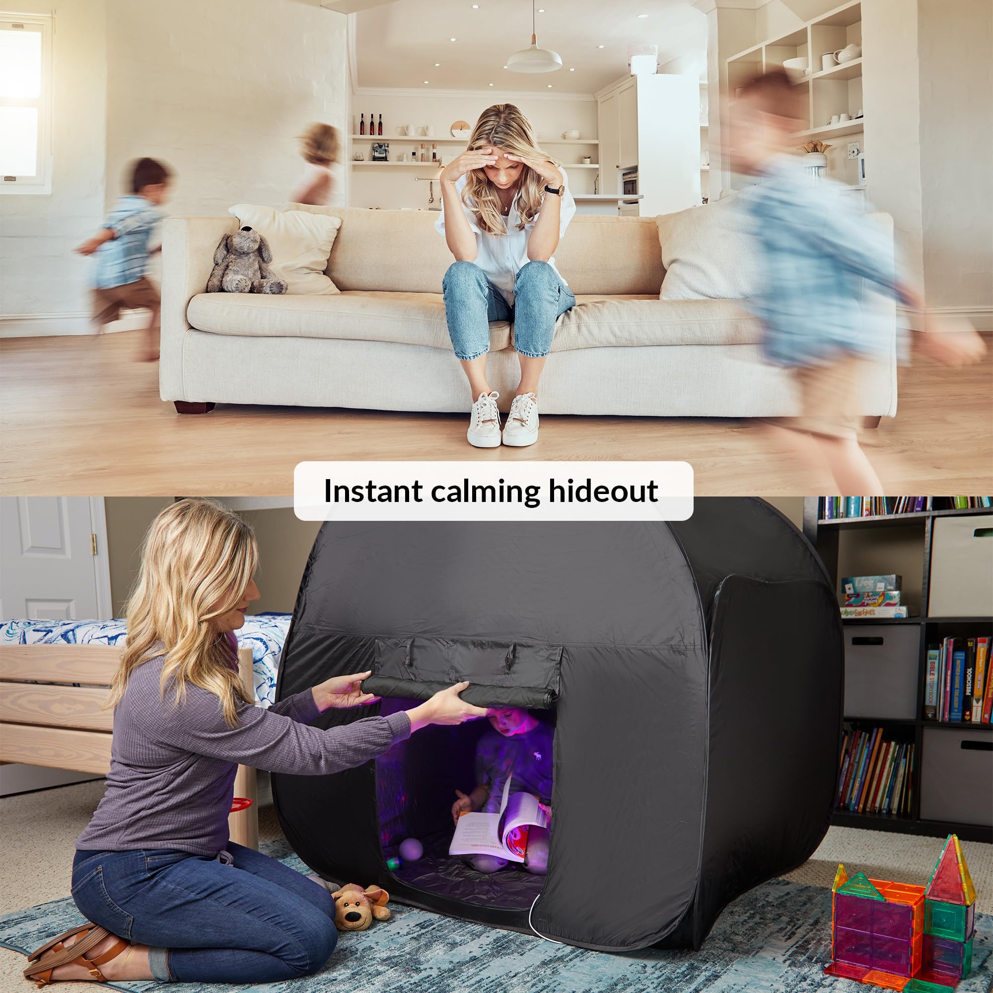 Spazio sicuro per gioco e relax bambini | Tenda di stimolazione sensoriale per autismo, SPD, ansia e concentrazione | Tende sensoriali per bambini autistici | Sensory Tent V3 (Big) | Grande