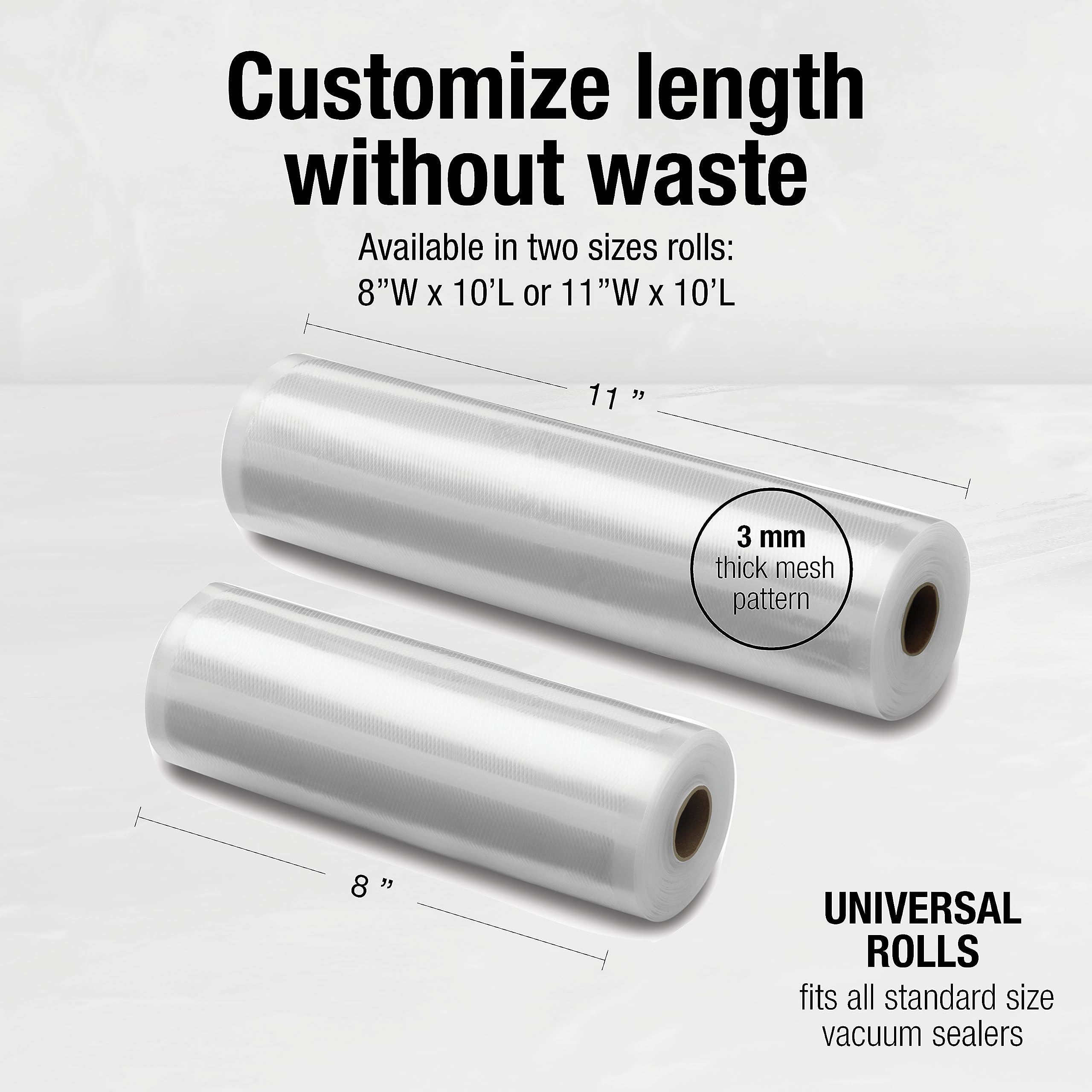 Cuisinart Universal Biodegradable Vacuum Food Saver Sealer Bags (VSB-BD112C), 2-Pack, 11" inch x 10 ft. Rolls, BPA Free, Microwave & Freezer Safe, Keep Food Fresh Longer