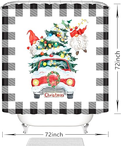 Miniatura 3 de Hipposama Cortina de ducha de Navidad para baño, decoración de Navidad, regalo de cortinas de ducha con 12 ganchos, 72 x 72 pulgadas