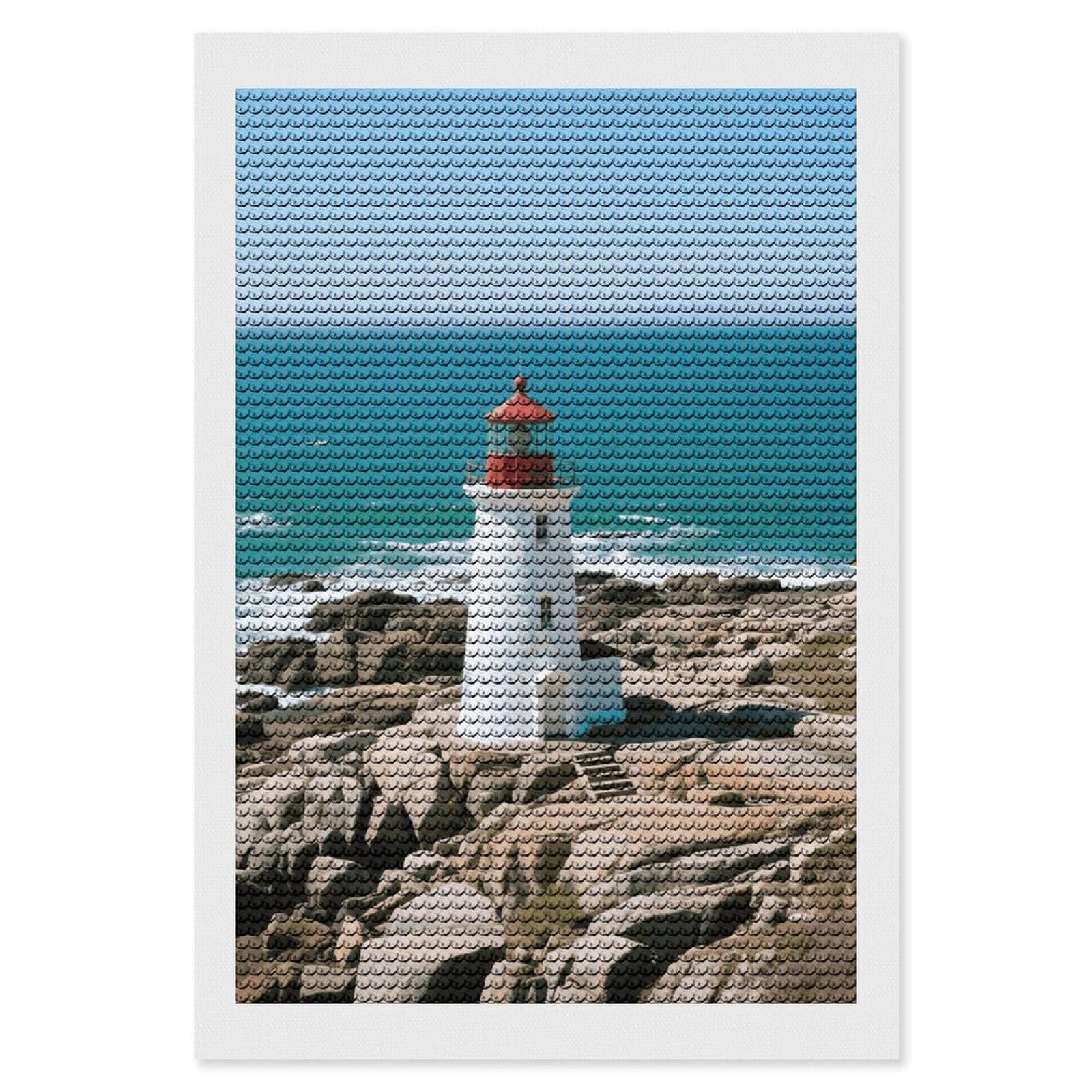 FodPand Lighthouse 5D Diamond Painting Kits for Adults Beginners Full Drill Round Diamond Dots Pictures Gem Art Supplies for Home Wall Room Decoration DIY Craft Set Gift 8x12