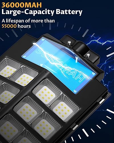 Miniatura 3 de Gefolly SL-9800W Luces solares de calle al aire libre, 860000LM luz de estacionamiento comercial, 6500K anochecer a amanecer IP67 luces de